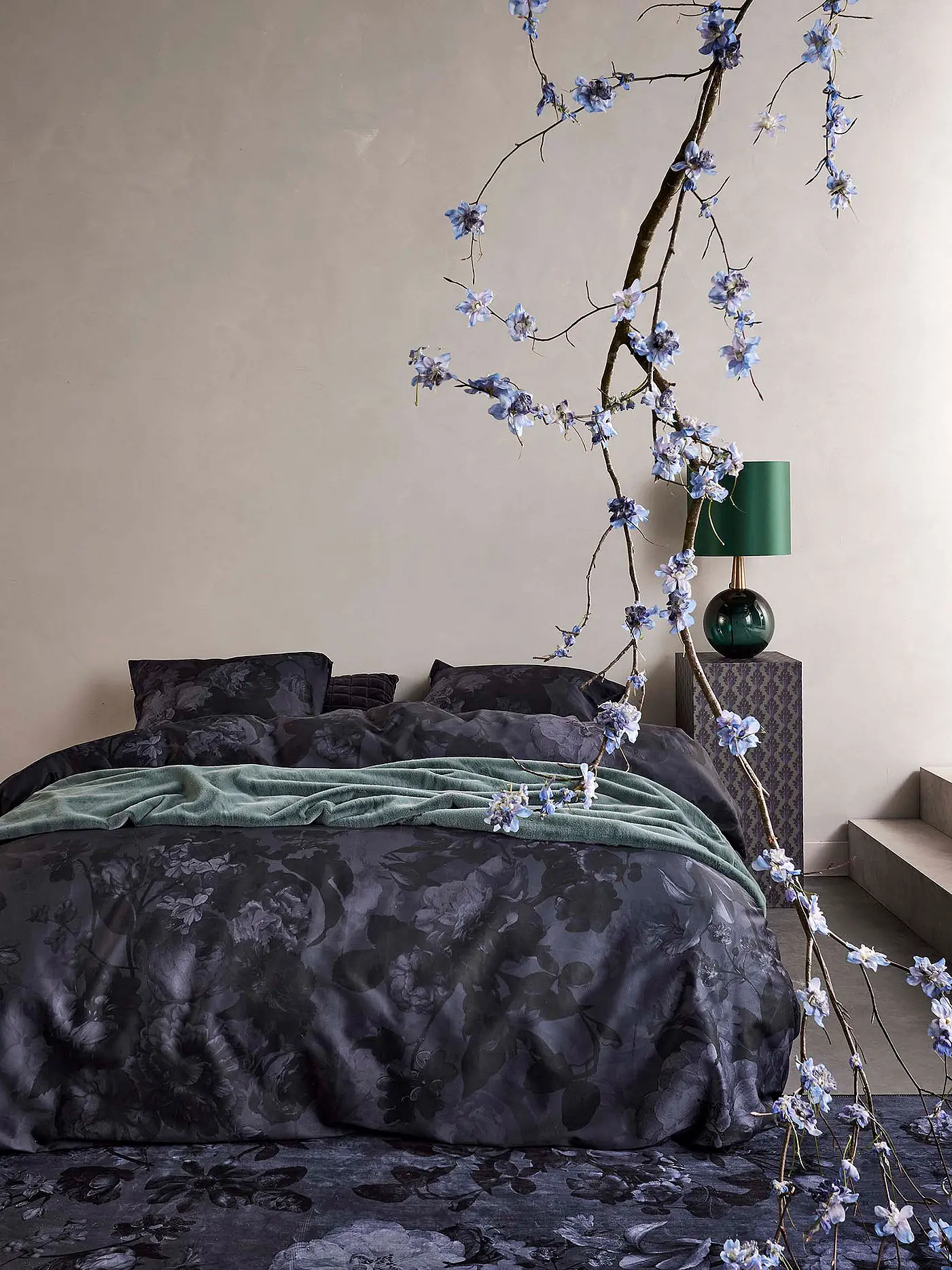 ESSENZA | Satin Bettwäsche 70x90cm / 140x200cm Floor Illusion Blue | dunkelblau